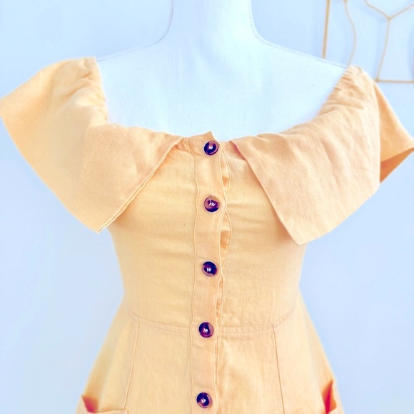 Reformation Landy Off the Shoulder Linen Dress (Size 2) - Picture 6 of 6